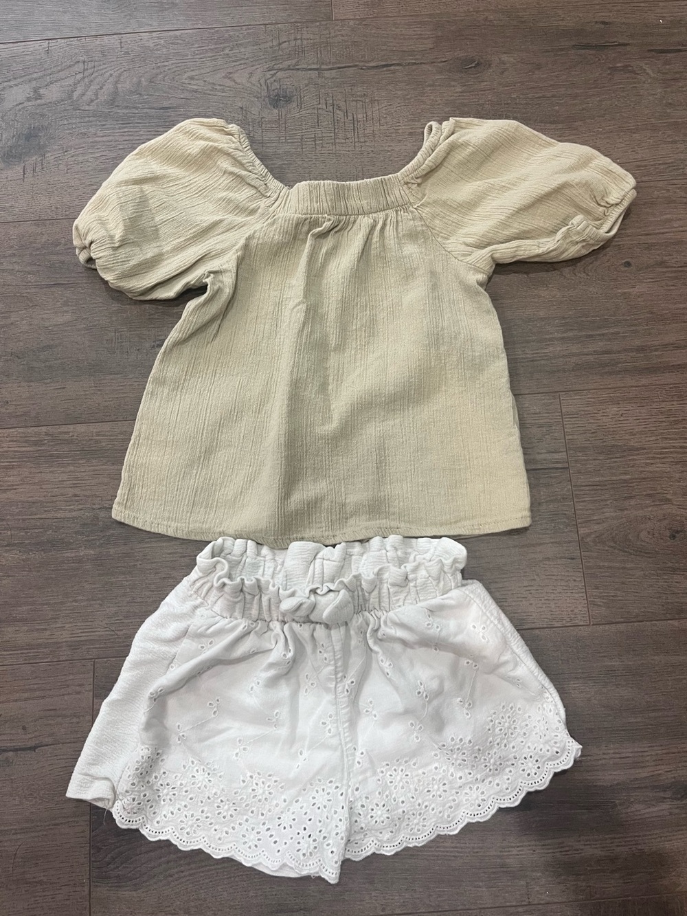 White Eyelet Elastic-Waist Shorts & Top Set